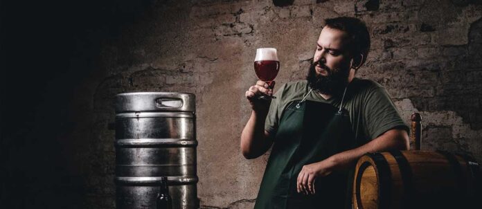 Sommelier enjoy pint of aged wine