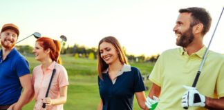 Shot of people on a golf course