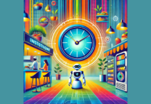 AI Generated image of robots serving human various foods