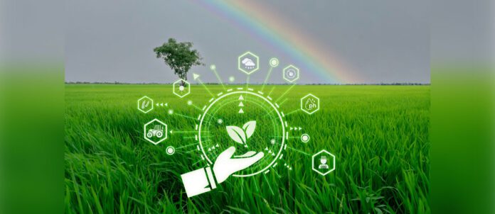 sustainable agriculture with modern technology concept