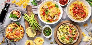 Assortment of Italian pastas and cuisine