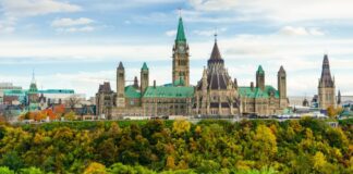 Canadian Parliament hill in Ottawa, Canada