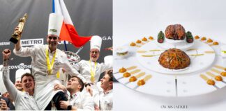 Bocuse d’Or 2025 Team France celebrating win and Team Canada's Dish at event