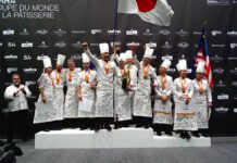 Japan on stage after winning at 2025 Pastry World Cup