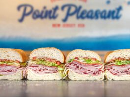 Jersey Mike’s Sub-Sandwiches sliced up on counter at restaurant