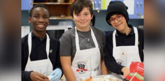 Photo of teenagers participating in Kitchen Brigades program