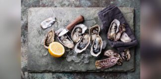 Oysters with ice and lemon