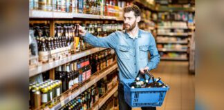 Man buying beer at a liquor store