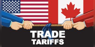 Illustration of trade tensions between USA and Canada
