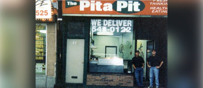 Pita Pit - First ever location opened in 1995, in Kingston, Ontario Pita Pit founders John and Nelson in front of the first ever Pita Pit location in Kingston, Ontario, in 1995