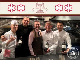 Presenting a historic culinary collaboration with Chateau Lafite Rothschild; Chef Masaki Saito, Donato Carozza, Franco Stalteri, Chef Jerome Schilling, Chef Naoya Hotta (CNW Group/Grapebrands)