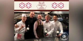 Presenting a historic culinary collaboration with Chateau Lafite Rothschild; Chef Masaki Saito, Donato Carozza, Franco Stalteri, Chef Jerome Schilling, Chef Naoya Hotta (CNW Group/Grapebrands)