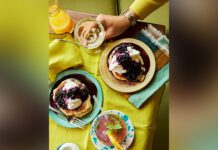 Mildred's Kitchen Buttermilk pancake with wild blueberry compote
