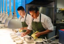 Photo of Chef Hector Laguna working in kitchen at Botanist